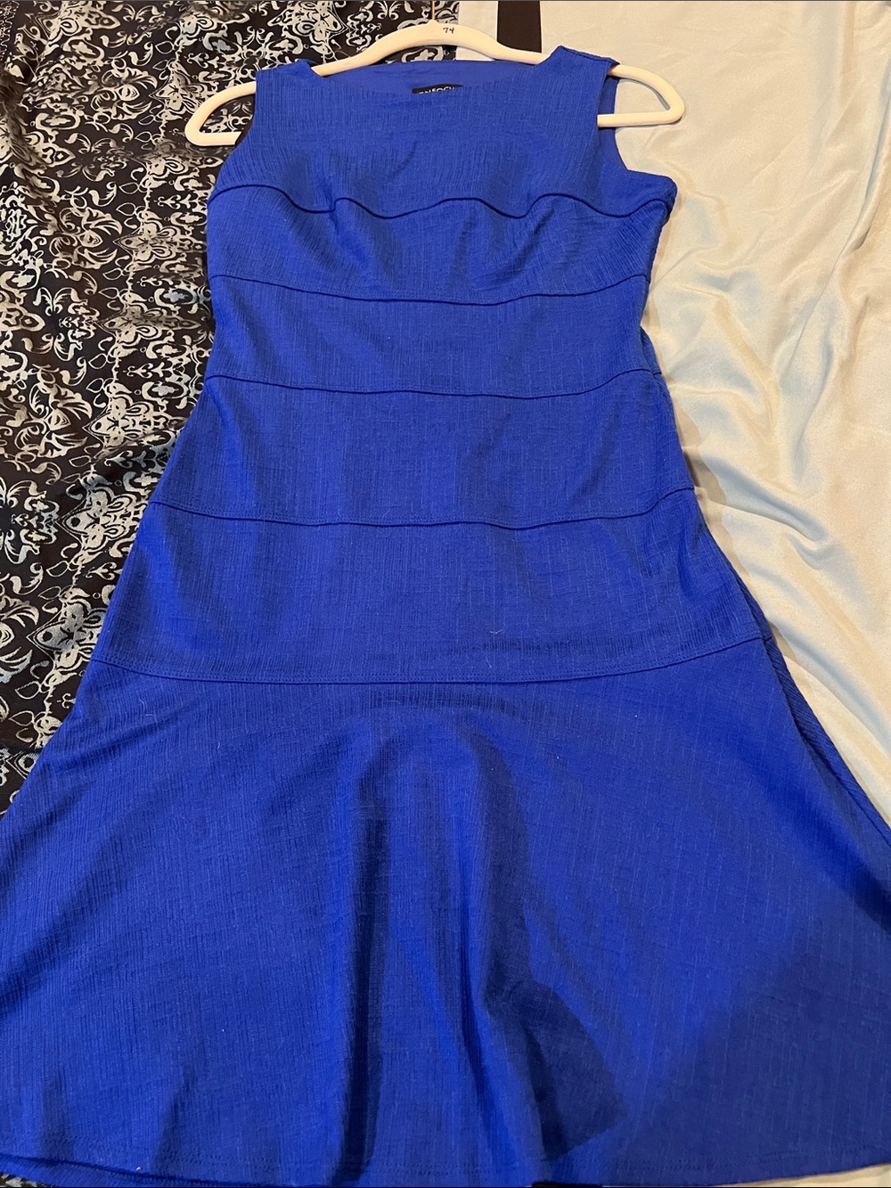 ENFOCUS STUDIO Sleeveless Cobalt Blue Midi Dress with Fluted Hem